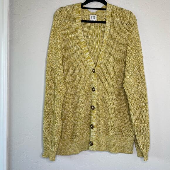 Urban Outfitters BDG Harper Yellow Marled Longline Button Up Cardigan Medium - Picture 11 of 11